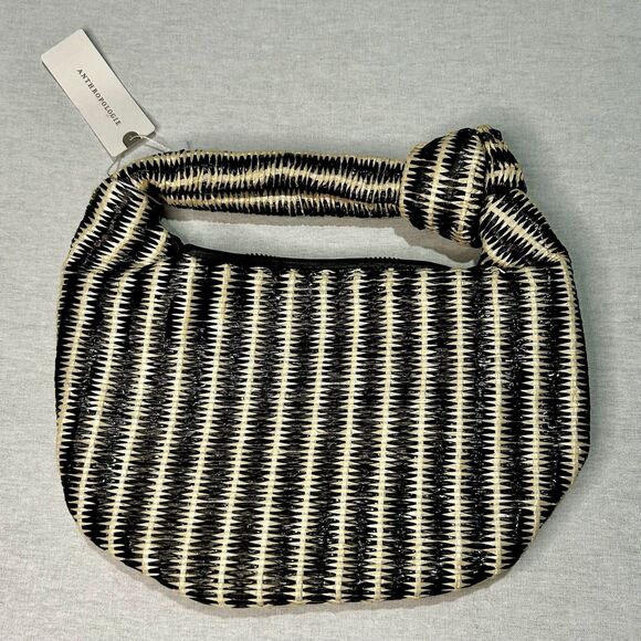 NWT Melie Bianco for Anthropologie Brigitte Satchel Straw Bag in Stripes - Picture 1 of 4